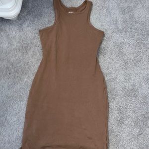 women’s sleeveless knit bodycon dress- wild fable light brown size small